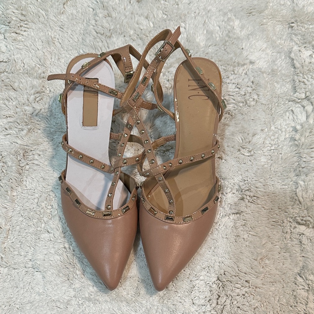 INC International Concepts Tan Studded Heels